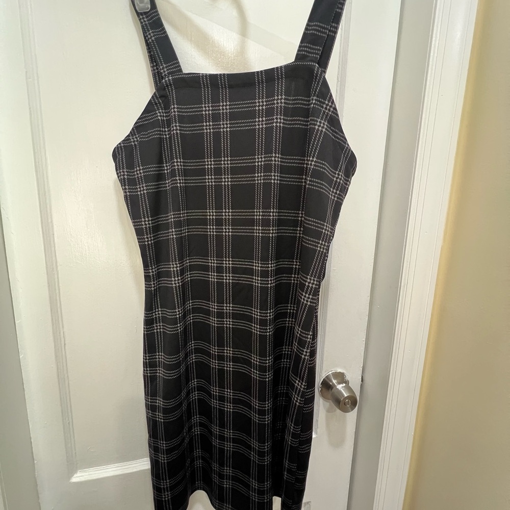 Chic Black Plaid Mini Dress